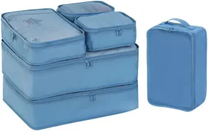 Packing Cubes for Suitcase Stow and Go Travel Luggage Organizer Suitcase Organizer Bag 6 Set (Blue)