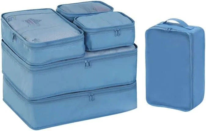 Packing Cubes for Suitcase Stow and Go Travel Luggage Organizer Suitcase Organizer Bag 6 Set (Blue)