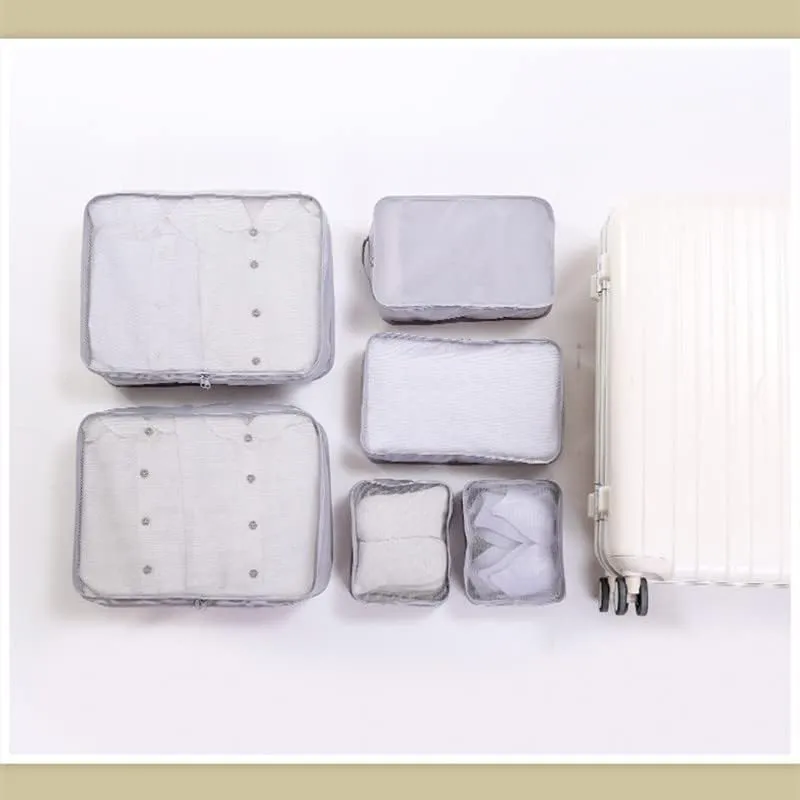 Packing Cubes for Suitcase Stow and Go Travel Luggage Organizer Suitcase Organizer Bag 6 Set (Grey)
