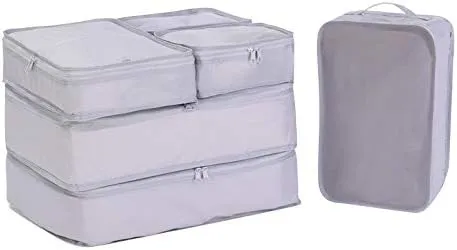 Packing Cubes for Suitcase Stow and Go Travel Luggage Organizer Suitcase Organizer Bag 6 Set (Grey)