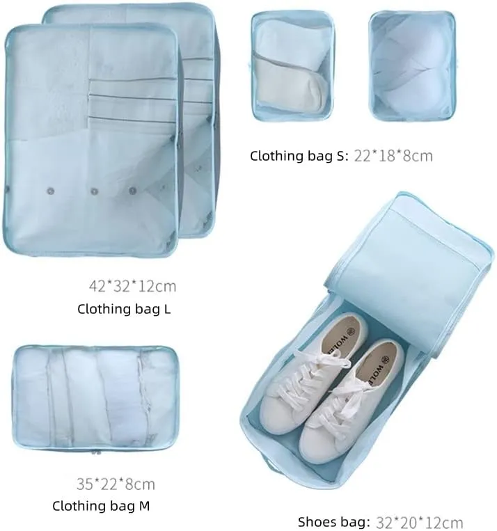 Packing Cubes for Suitcase Stow and Go Travel Luggage Organizer Suitcase Organizer Bag 6 Set (Grey)