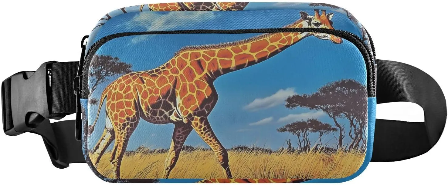 Painting Giraffe Fanny Pack Water Resistant, Women Men Waist Pack Sling Bag Purse for Travel Hiking