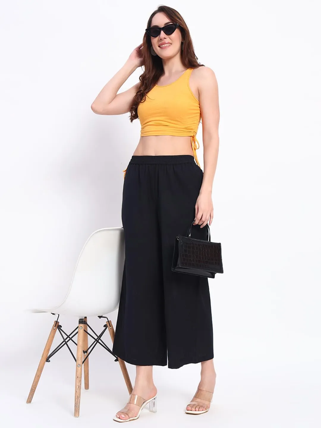 PIDAVLIYA'S Women's Wide Leg Pants Elastic High Waist Casual Yoga Workout Palazzo Pants & Trousers with Pockets