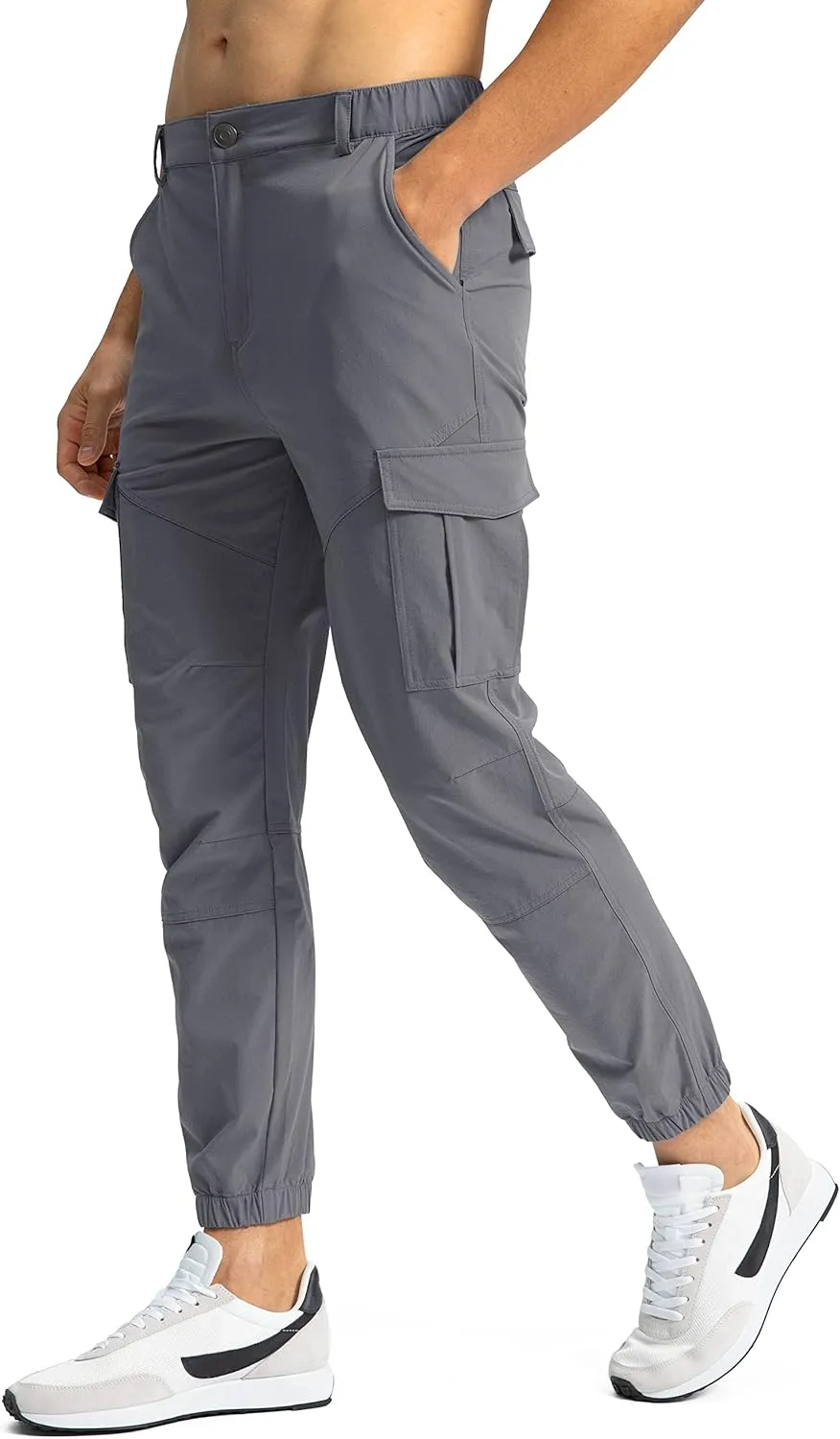 Pinkbomb Men's Hiking Cargo Pants with 7 Pockets Slim Fit Stretch Joggers Golf Cargo Work Pants for Men