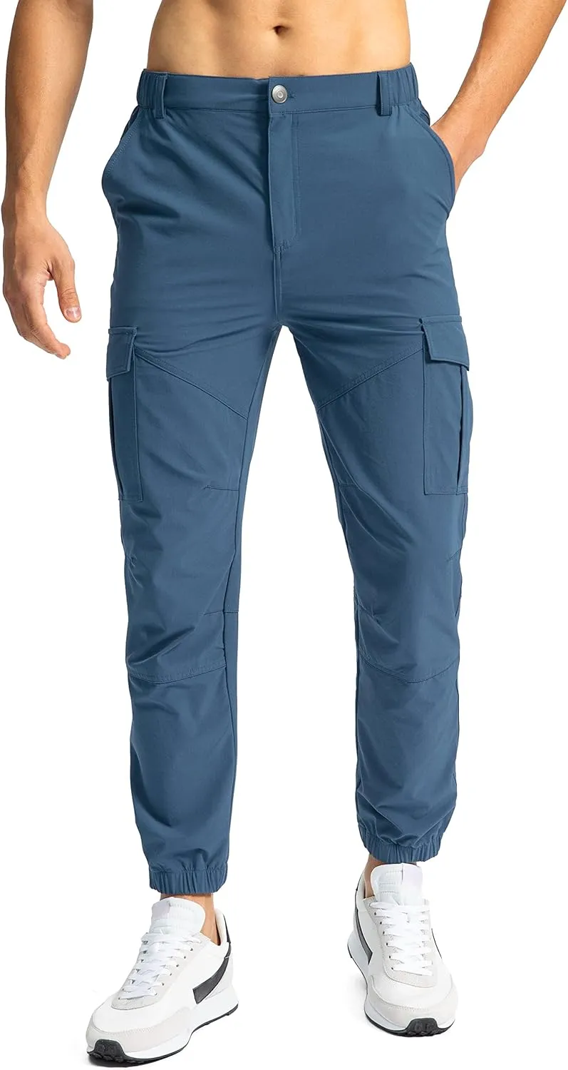 Pinkbomb Men's Hiking Cargo Pants with 7 Pockets Slim Fit Stretch Joggers Golf Cargo Work Pants for Men