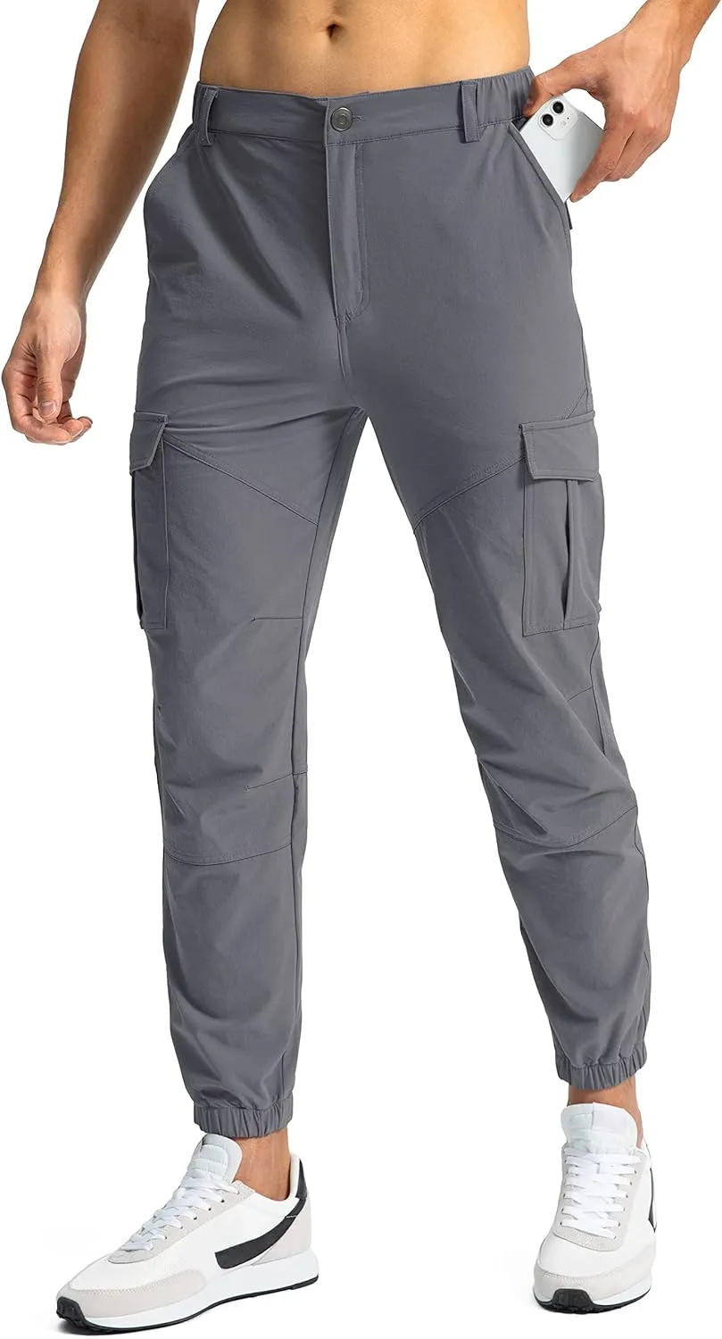 Pinkbomb Men's Hiking Cargo Pants with 7 Pockets Slim Fit Stretch Joggers Golf Cargo Work Pants for Men