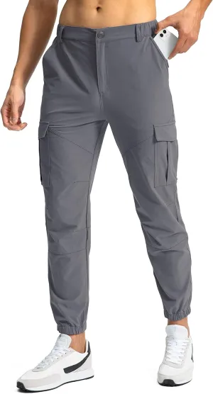 Pinkbomb Men's Hiking Cargo Pants with 7 Pockets Slim Fit Stretch Joggers Golf Cargo Work Pants for Men