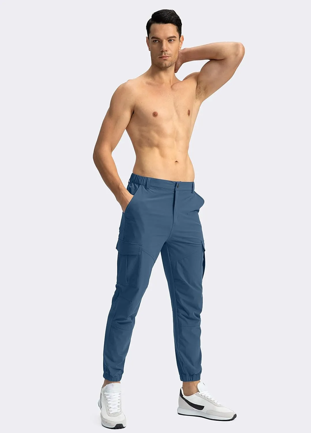 Pinkbomb Men's Hiking Cargo Pants with 7 Pockets Slim Fit Stretch Joggers Golf Cargo Work Pants for Men