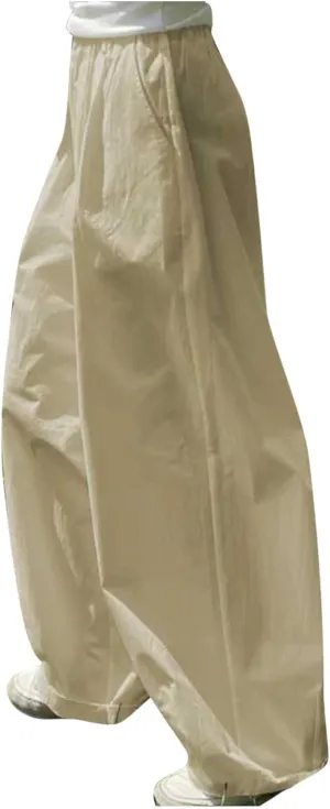 Plus Size Spring Cotton Linen Trousers for Women's Solid Elastic Waist Straight Tube Casual Wide Leg Lounge Pants