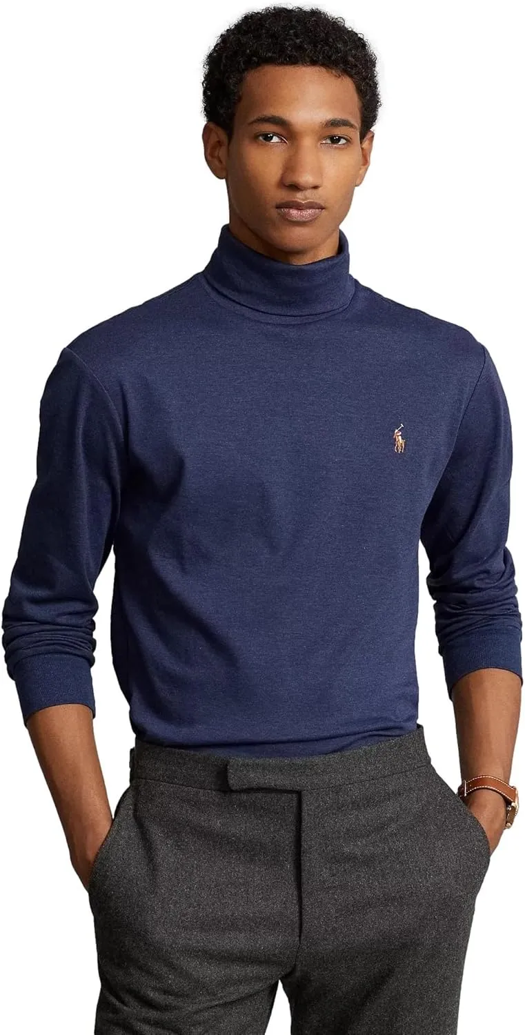 POLO RALPH LAUREN Men's Soft Cotton Long Sleeves Mockneck Shirt
