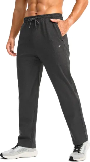 Pudolla Men's Fleece Lined Sweatpants with Zipper Pockets Winter Warm Water Resistant Athletic Pants for Workout Running