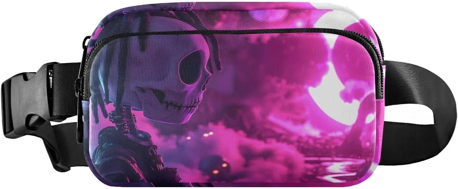 Punk Skull Fanny Pack Water Resistant Waist Pack Sling Bag Purse for Women Men Travel Hiking