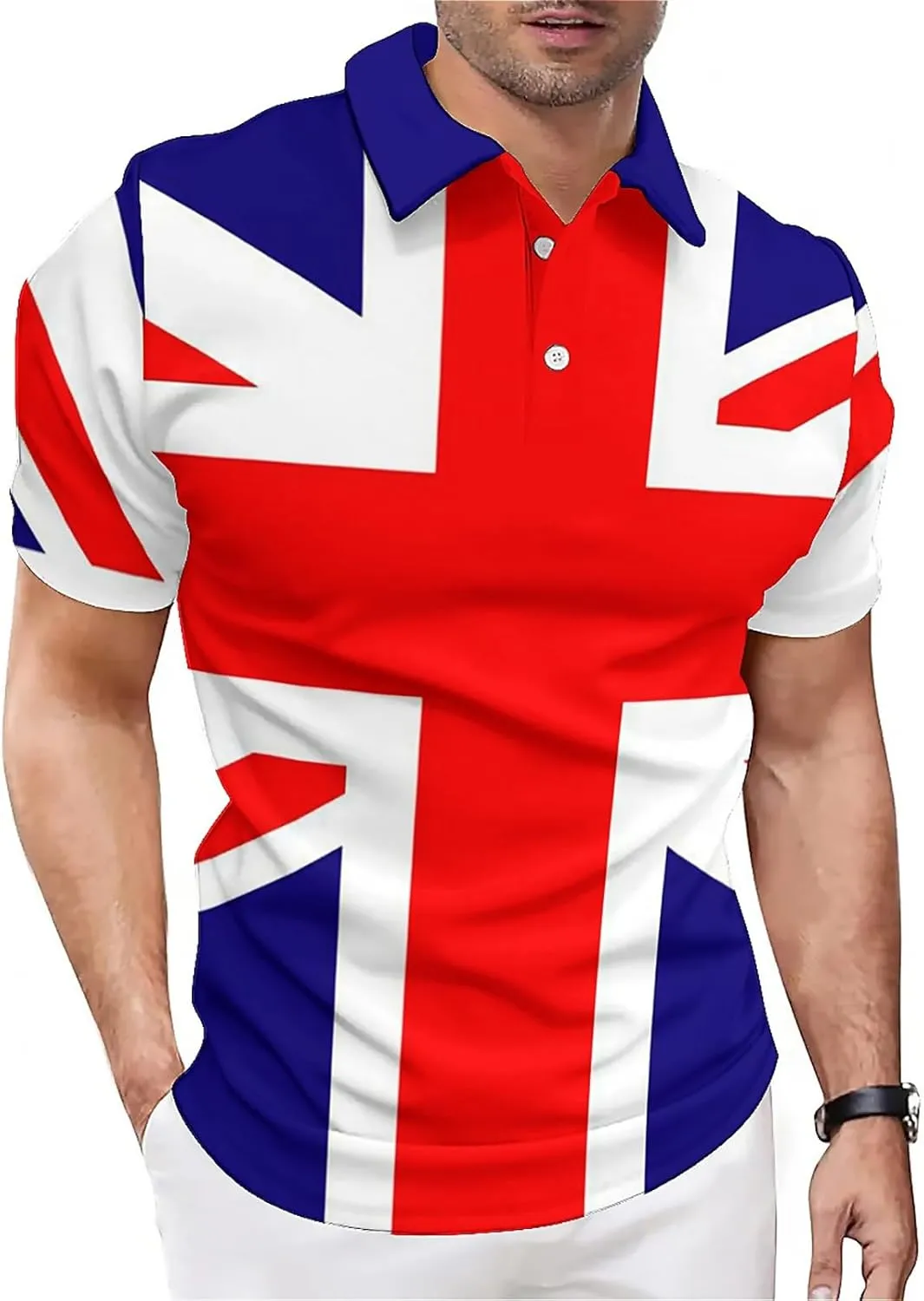 QIVICIMA Men's National Flags Polo Shirt Short Sleeve France 2024 Print Golf Polo Athletic Tops