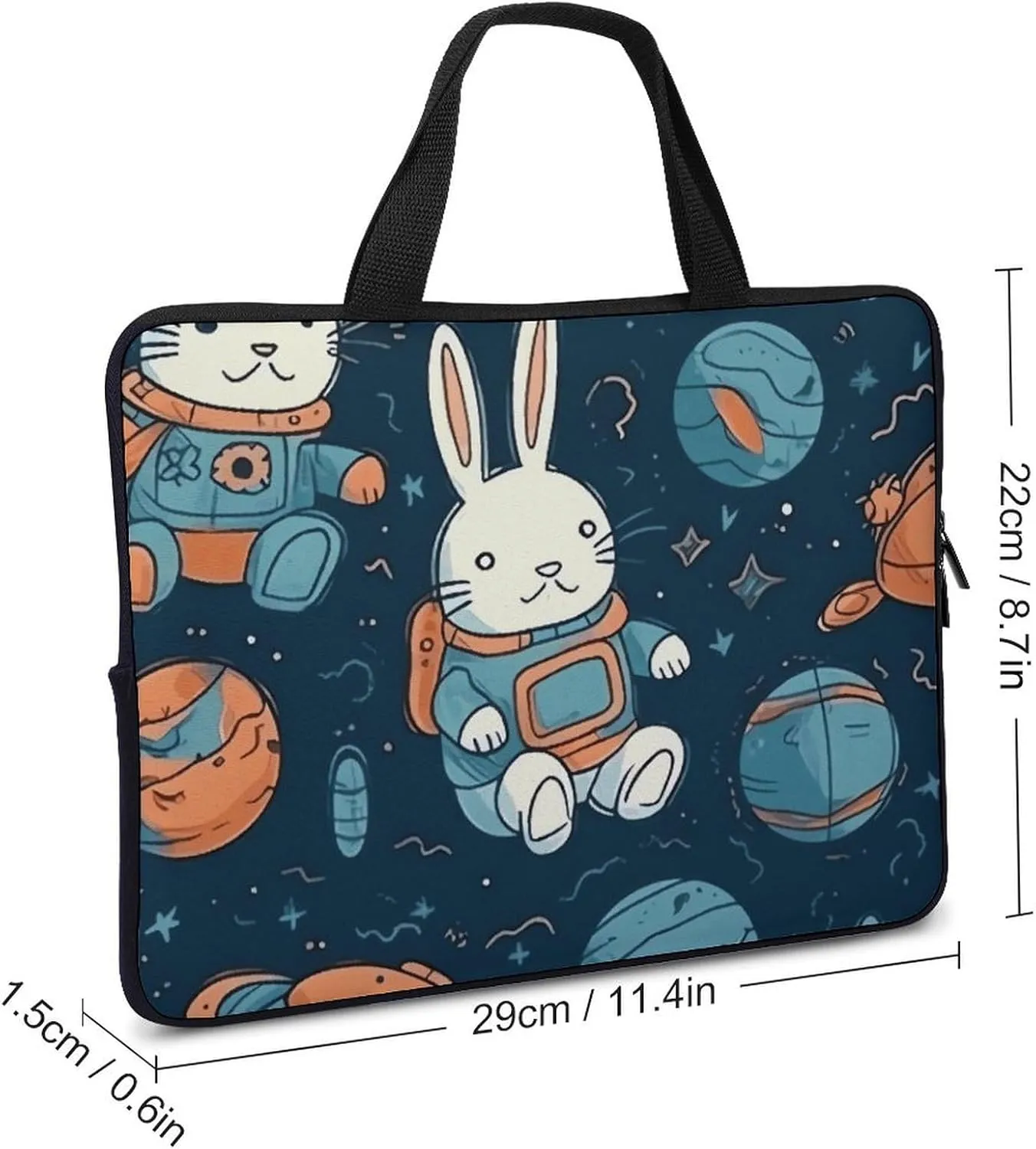 Rabbit And Space Laptop Bag Durable Laptop Sleeve Water-Resistant Notebook Bag for Computer Or Tablet