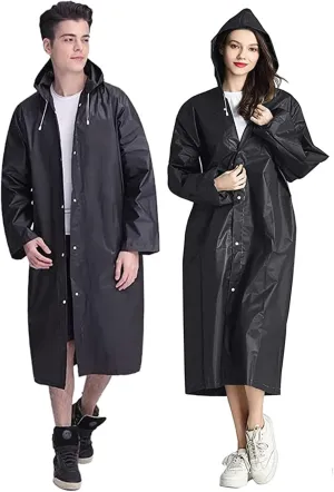Rain Coat Poncho for Adult, 2 Pack Women Men Reusable Raincoats Emergency with Hood and Drawstring
