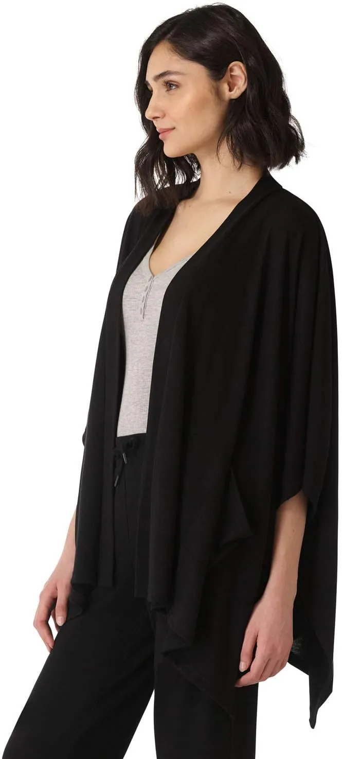 Rekucci Women's Loungewear Soft Knit Open Front Poncho Sweater