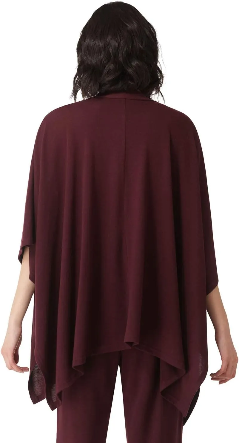 Rekucci Women's Loungewear Soft Knit Open Front Poncho Sweater