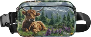 Rest Highland Cow Fanny Pack Water Resistant, Women Men Waist Pack Sling Bag Purse for Travel Hiking