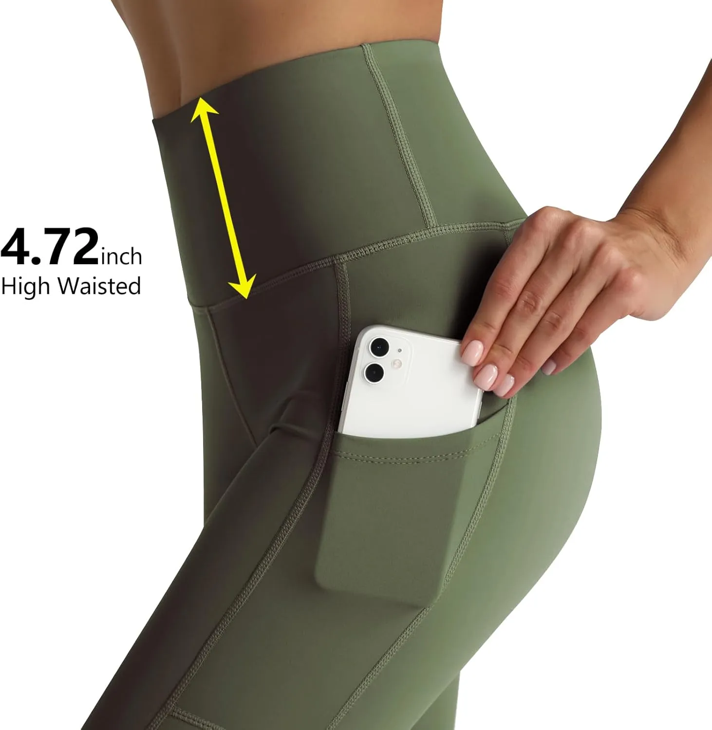 RIMLESS 7 Women's Yoga Pants with Pockets High Waist Stretch Pants Tummy Control Workout Pants