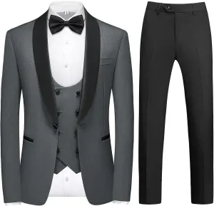 Rogers & Morris Tuxedo Suits for Men Solid 4 Piece Regular Fit Formal Set