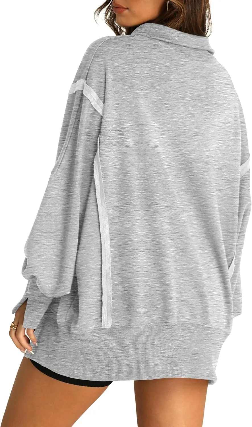 RUBZOOF Oversized Sweatshirt for Women Trendy Button Henley Neck Pullover Long Sleeve Tops Casual Fall Clothes XS-XL