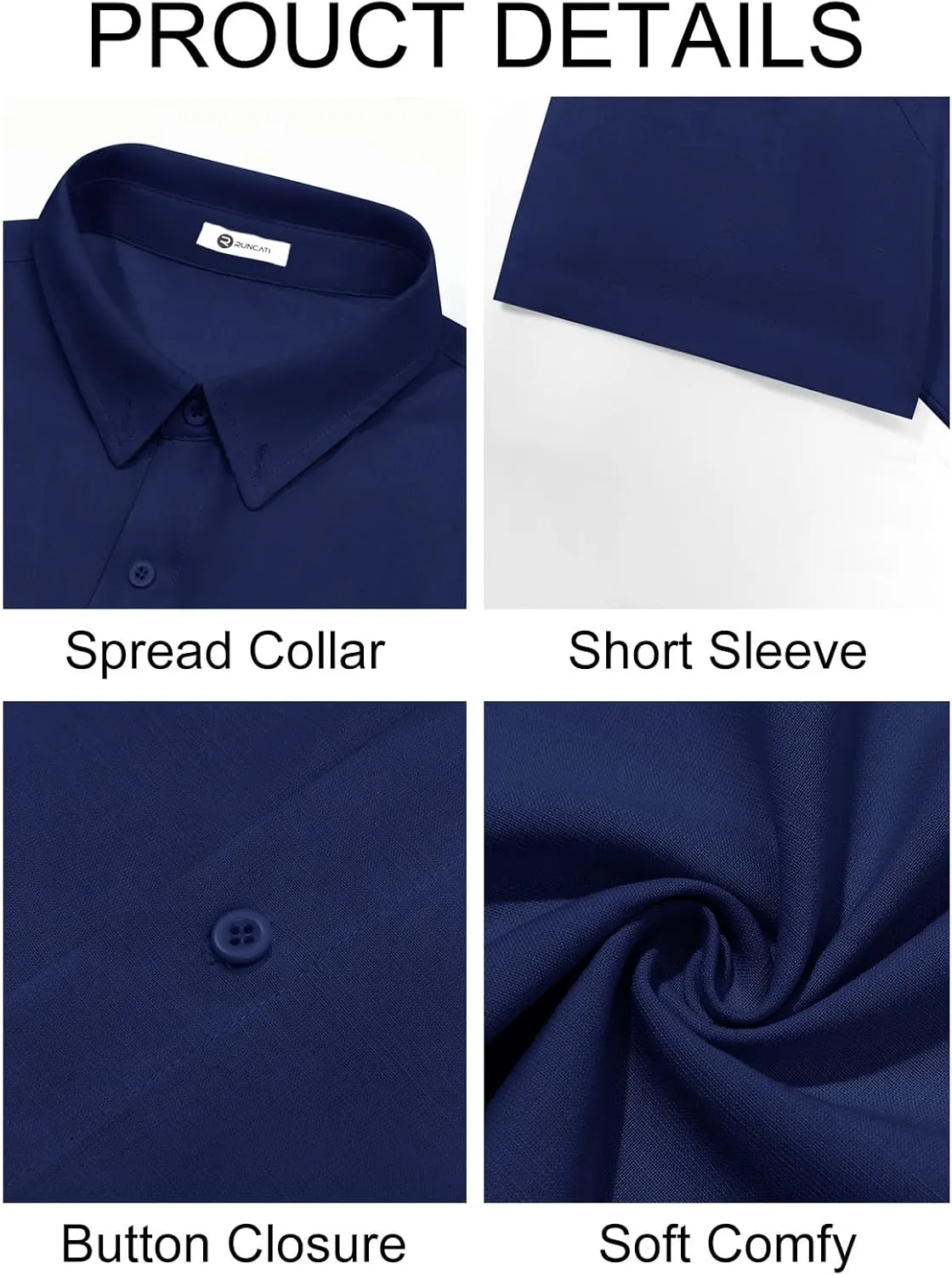 Runcati Mens Button Down Linen Shirts Short Sleeve Casual Collared Summer Beach Untucked Tops