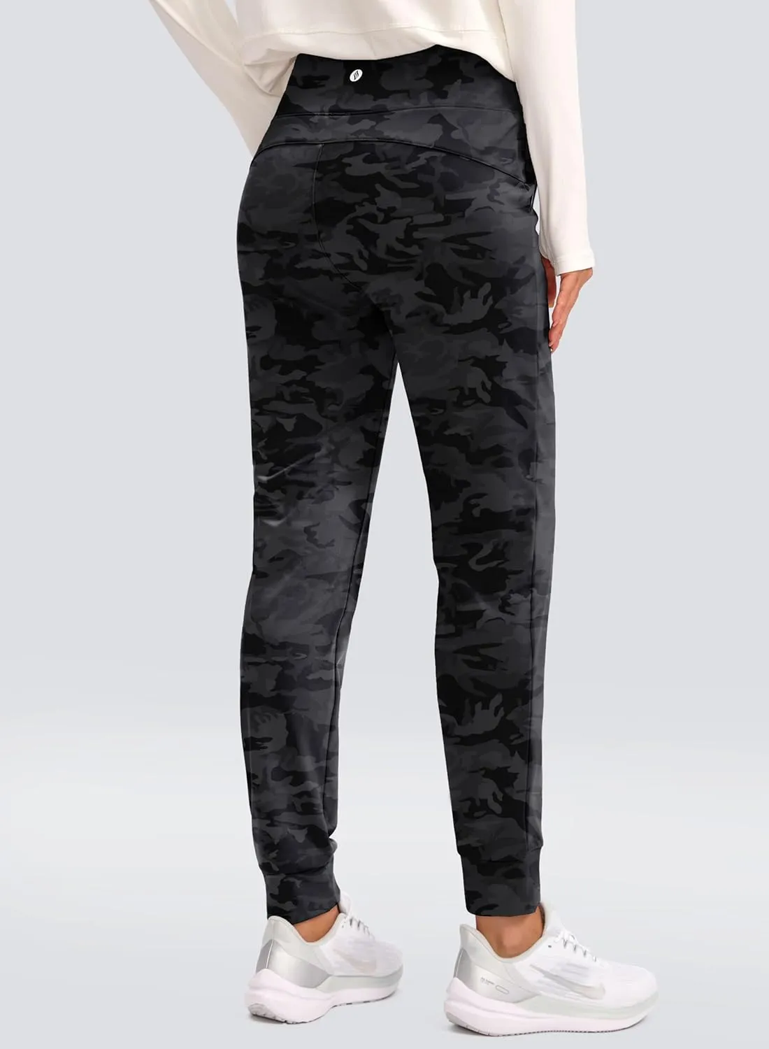 SANTINY Women's Fleece Lined Joggers Water Resistant High Waisted Thermal Sweatpants Winter Pants Hiking Running Pockets