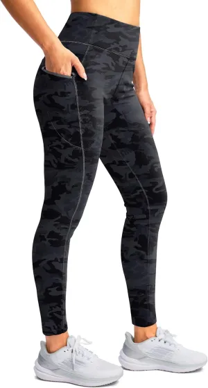 SANTINY Women's Fleece Lined Winter Leggings Water Resistant High Waisted Thermal Hiking Running Warm Pants Women Pockets