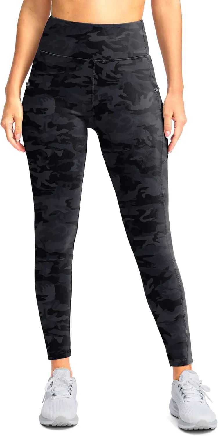 SANTINY Women's Fleece Lined Winter Leggings Water Resistant High Waisted Thermal Hiking Running Warm Pants Women Pockets