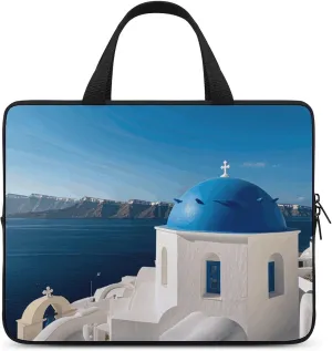 Santorini Greek Island Sea View Laptop Bag Durable Laptop Sleeve Water-Resistant Notebook Bag for Computer Or Tablet