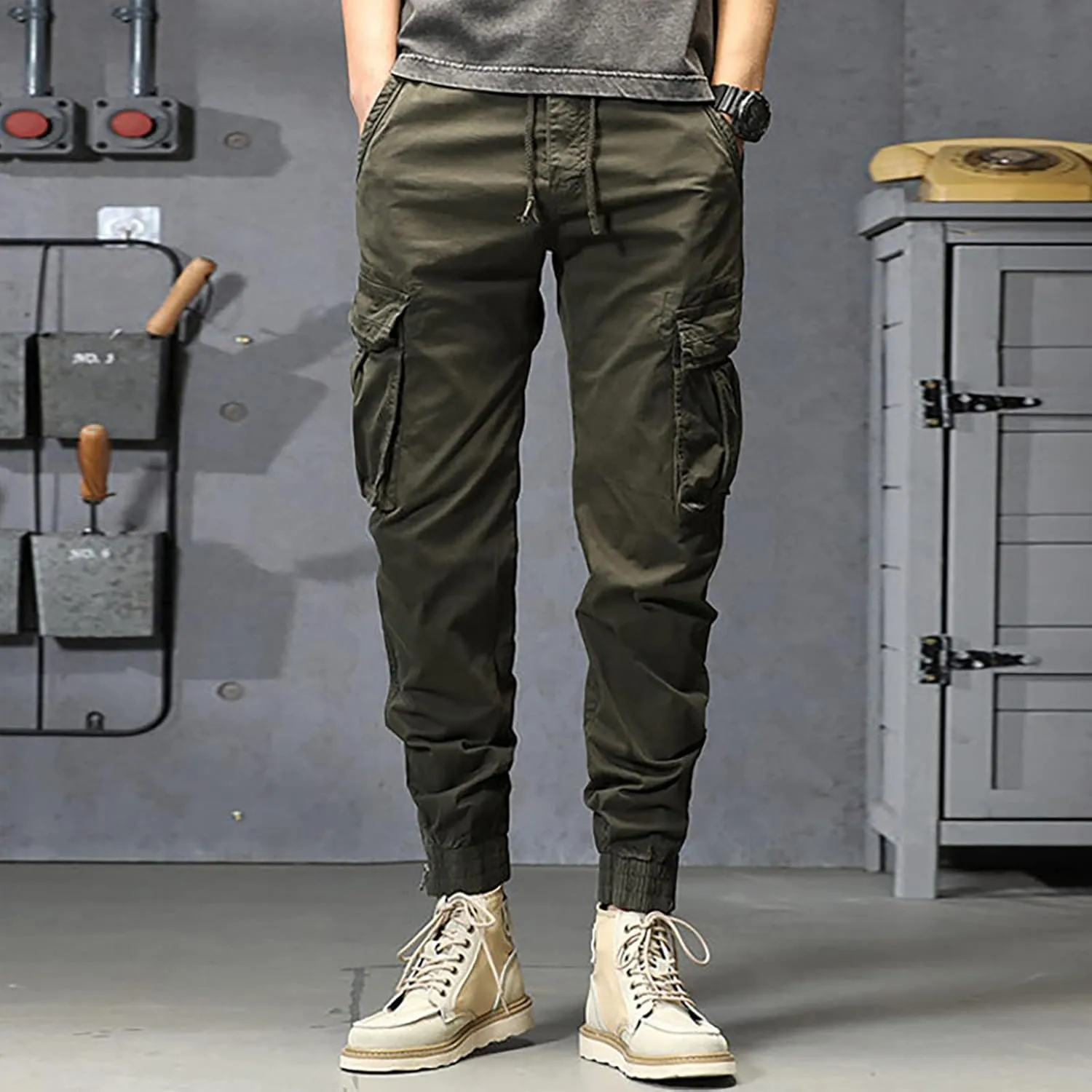 sdbrld Cargo Pants For Men Mens Ripstop Tactical Pants Casual Lightweight Outdoor Hiking Water Resistant Pants with Pockets