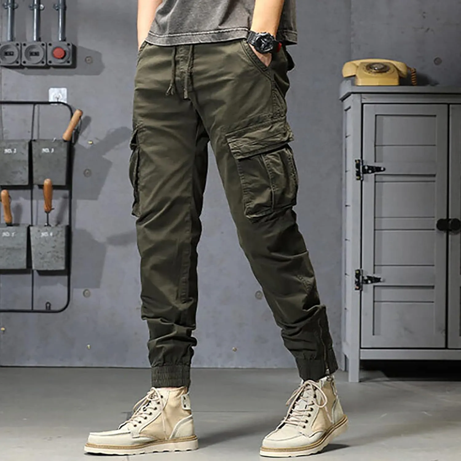 sdbrld Cargo Pants For Men Mens Ripstop Tactical Pants Casual Lightweight Outdoor Hiking Water Resistant Pants with Pockets