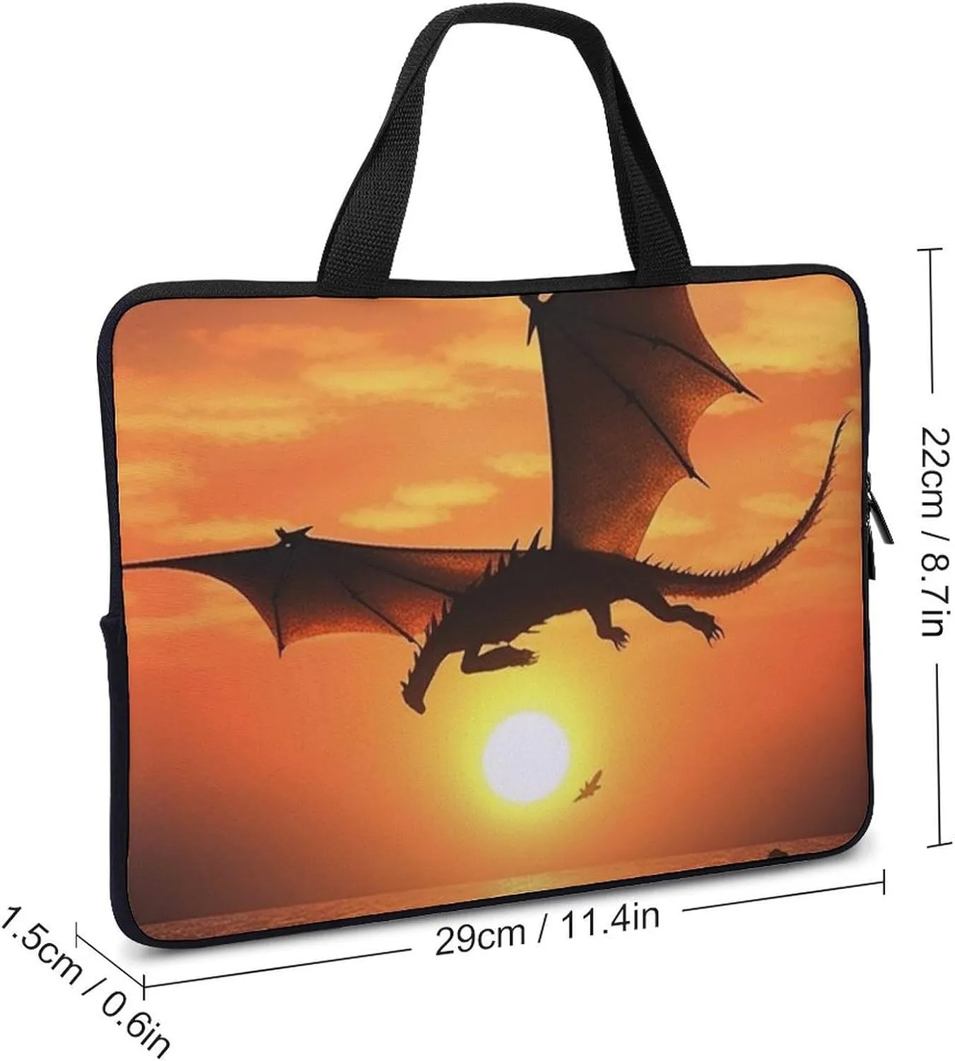 Sea Sunset Flying Dragon Laptop Bag Durable Laptop Sleeve Water-Resistant Notebook Bag for Computer Or Tablet