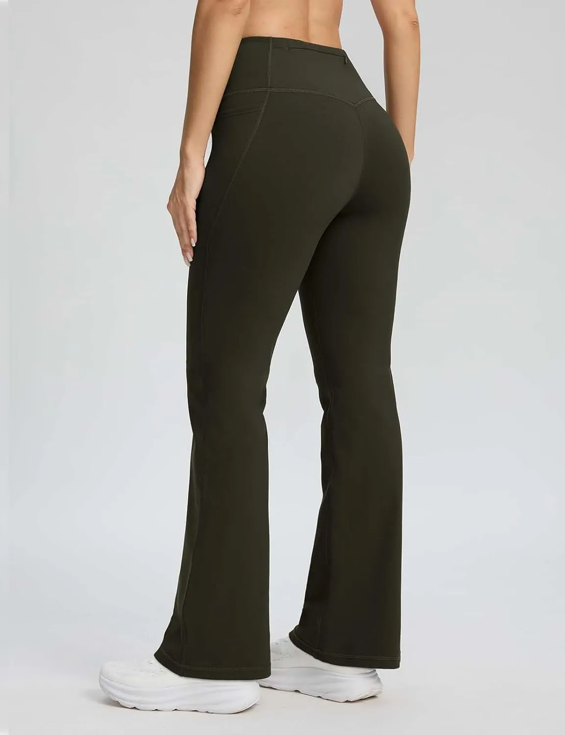 Seamaid Fleece Lined Pants Women 30" Water Resistant Flare Leggings Winter Bell Bottom Yoga Pants with Pockets Hiking
