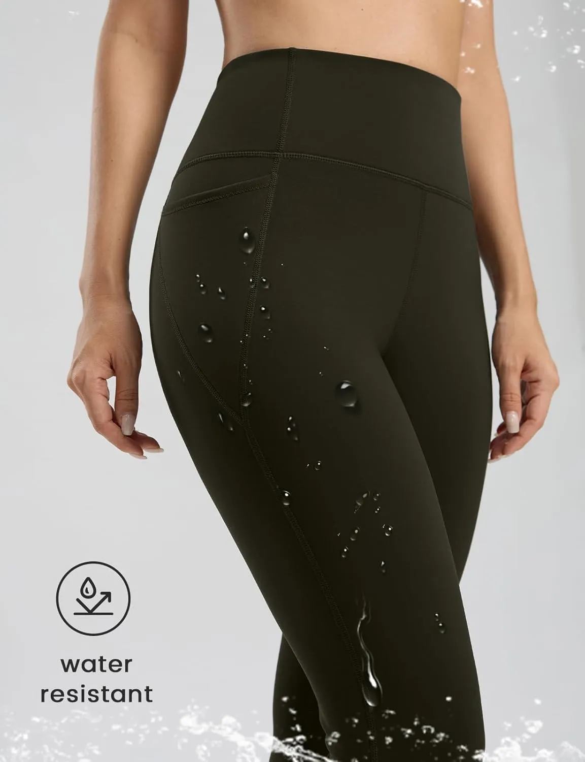Seamaid Fleece Lined Pants Women 30" Water Resistant Flare Leggings Winter Bell Bottom Yoga Pants with Pockets Hiking