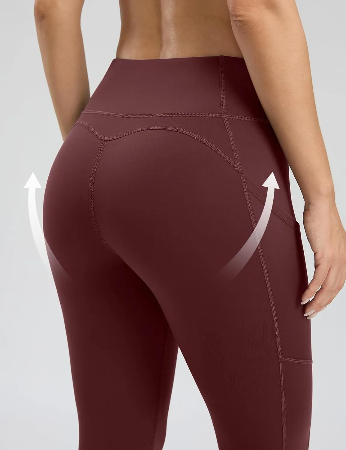 Seamaid Women's Fleece Lined Leggings 27" Water Resistant Thermal Winter Running Hiking Pants with Pockets High Waisted