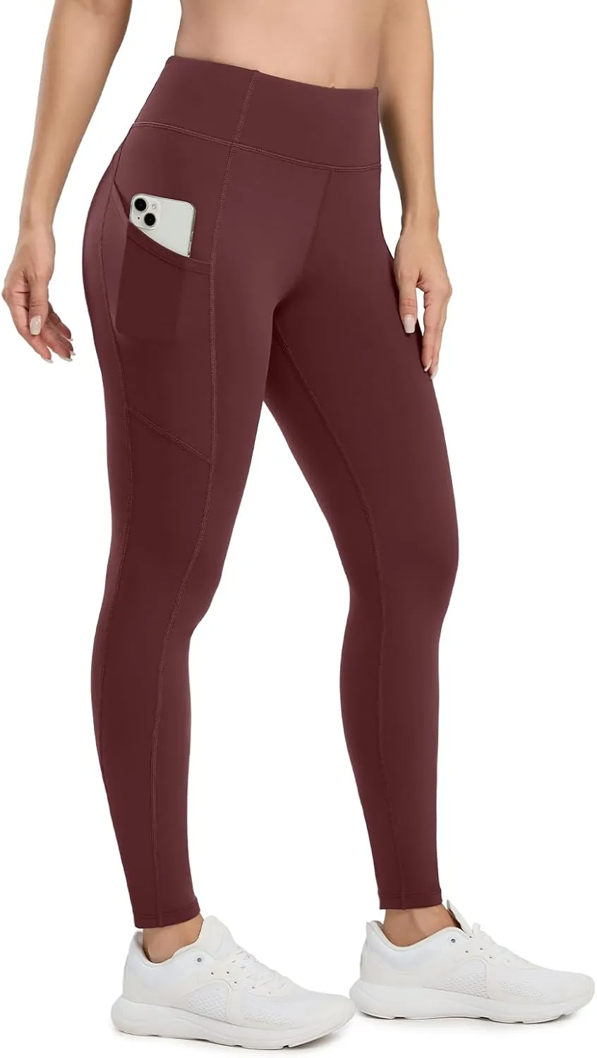Seamaid Women's Fleece Lined Leggings 27" Water Resistant Thermal Winter Running Hiking Pants with Pockets High Waisted