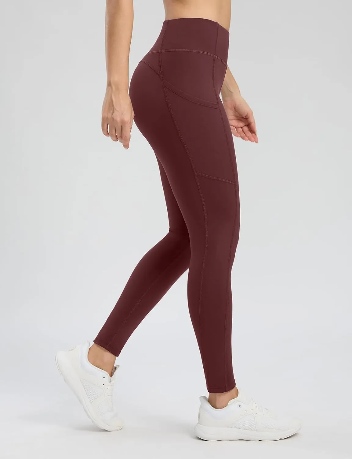 Seamaid Women's Fleece Lined Leggings 27" Water Resistant Thermal Winter Running Hiking Pants with Pockets High Waisted