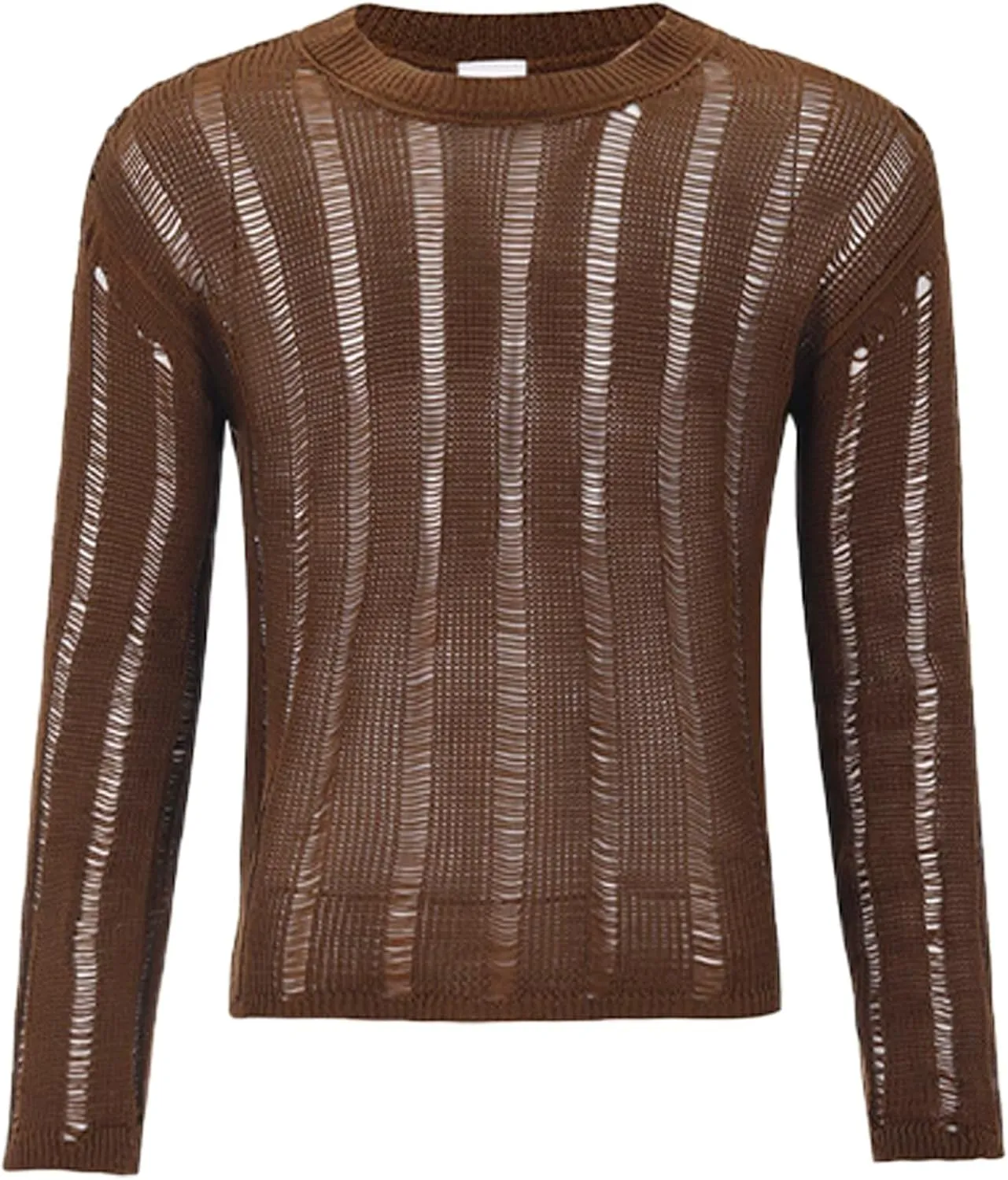 SEAUR Sheer Mesh Top for Men See Through Shirt Long Sleeve Slim Fit Tee Shirts Clubwear Party Tops
