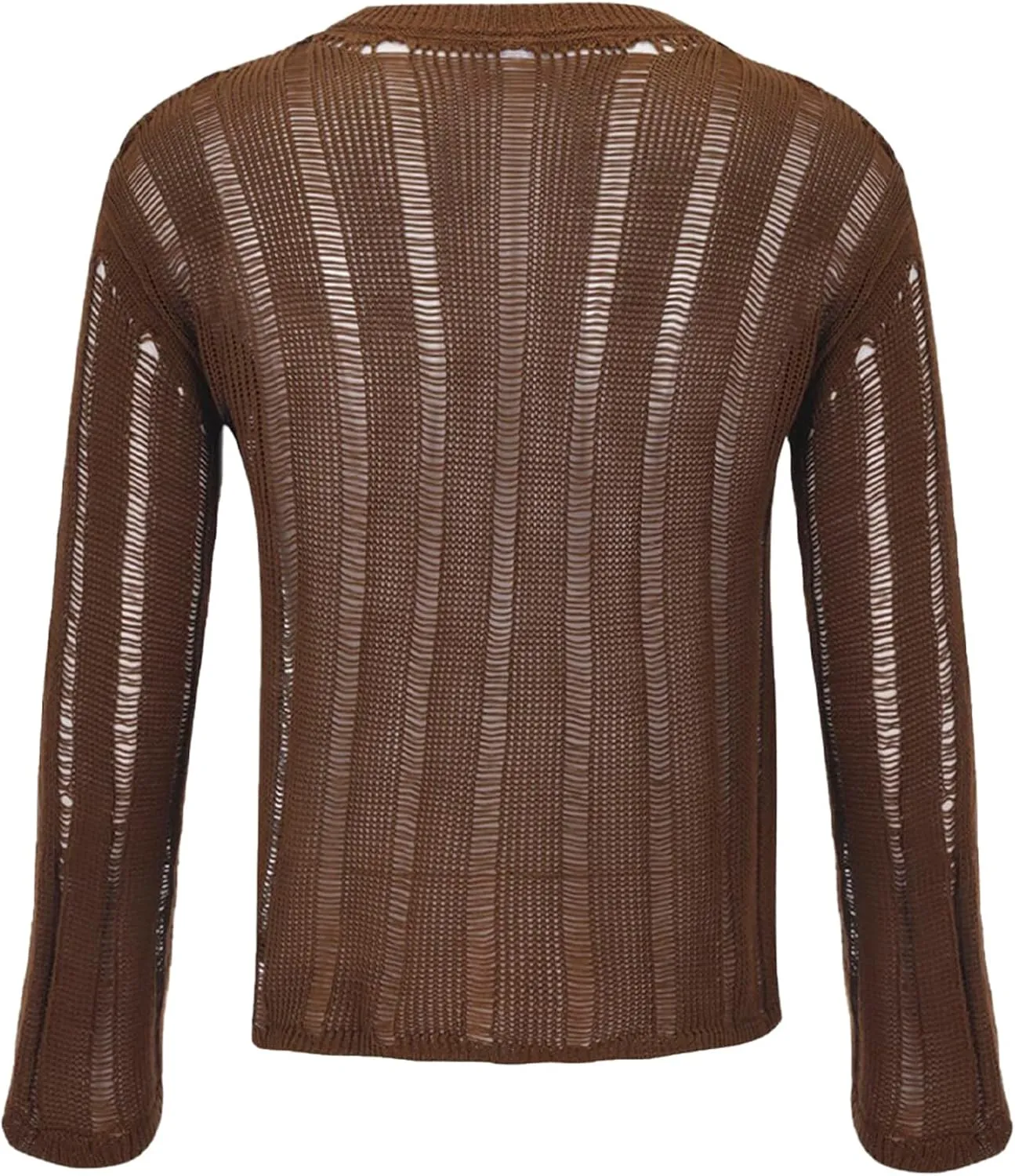 SEAUR Sheer Mesh Top for Men See Through Shirt Long Sleeve Slim Fit Tee Shirts Clubwear Party Tops