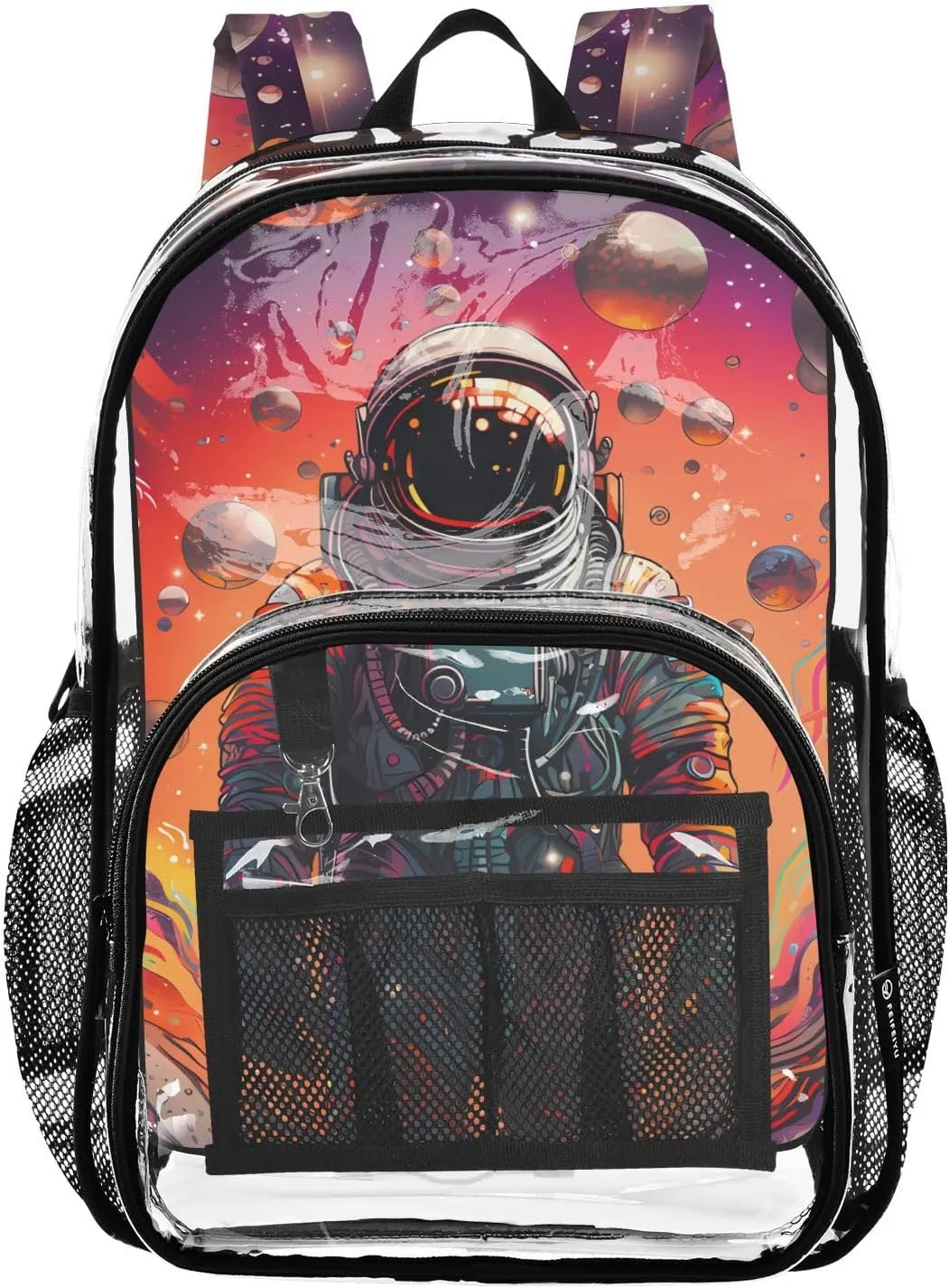 senya Transparent School Bag Astronaut Colorful Light Travel Backpack With Water-Resistant PVC Plastic Clear Bagpack