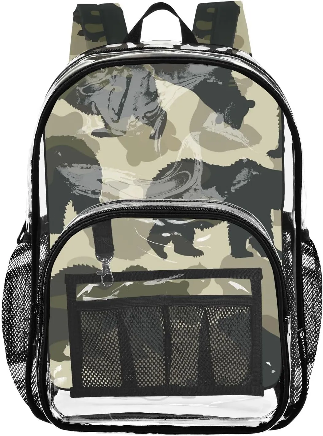 senya Transparent School Bag Camouflage Bear Silhouette Travel Backpack With Water-Resistant PVC Plastic Clear Bagpack