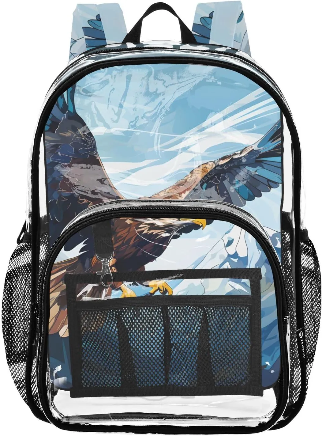 senya Transparent School Bag Cartoon Flying Eagle Travel Backpack With Water-Resistant PVC Plastic Clear Bagpack