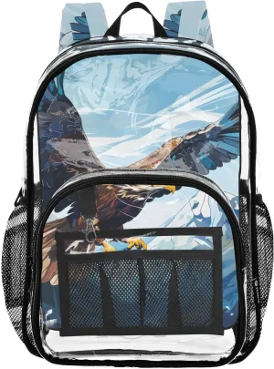 senya Transparent School Bag Cartoon Flying Eagle Travel Backpack With Water-Resistant PVC Plastic Clear Bagpack