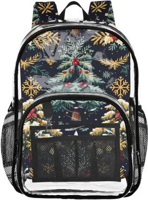 senya Transparent School Bag Christmas Fruit Trees Travel Backpack With Water-Resistant PVC Plastic Clear Bagpack