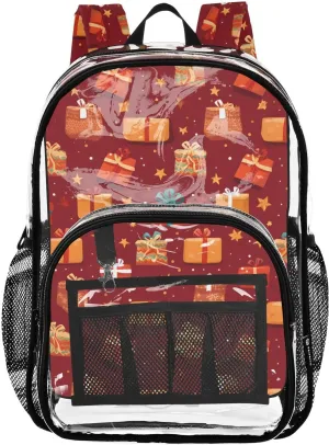 senya Transparent School Bag Christmas Gift Is Coming Travel Backpack With Water-Resistant PVC Plastic Clear Bagpack