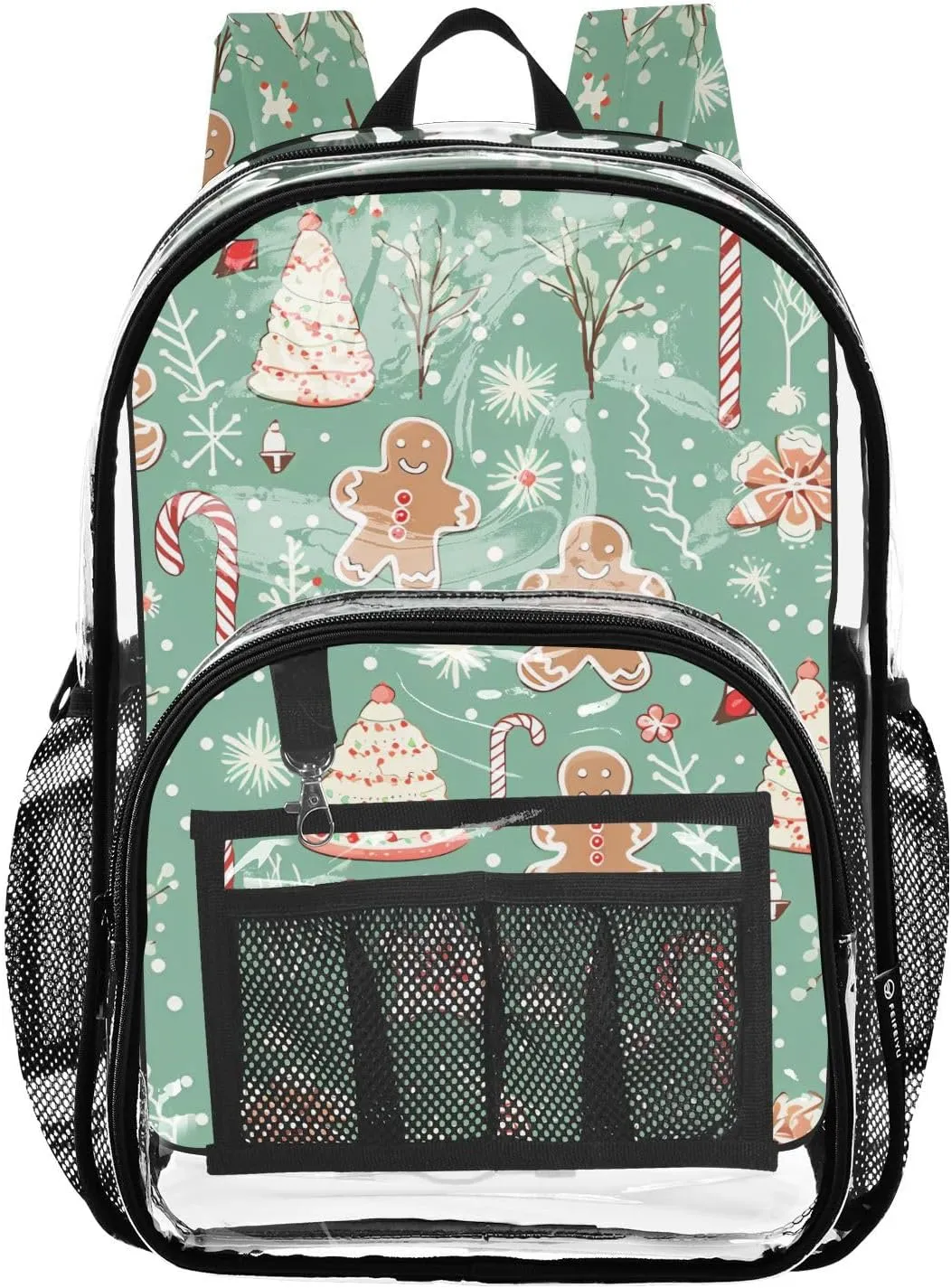 senya Transparent School Bag Christmas Lollipop Snowflake Travel Backpack With Water-Resistant PVC Plastic Clear Bagpack