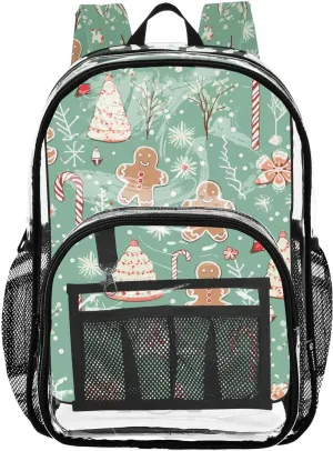 senya Transparent School Bag Christmas Lollipop Snowflake Travel Backpack With Water-Resistant PVC Plastic Clear Bagpack