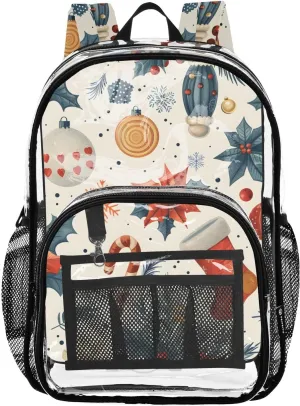 senya Transparent School Bag Christmas Stocking Leaves Travel Backpack With Water-Resistant PVC Plastic Clear Bagpack