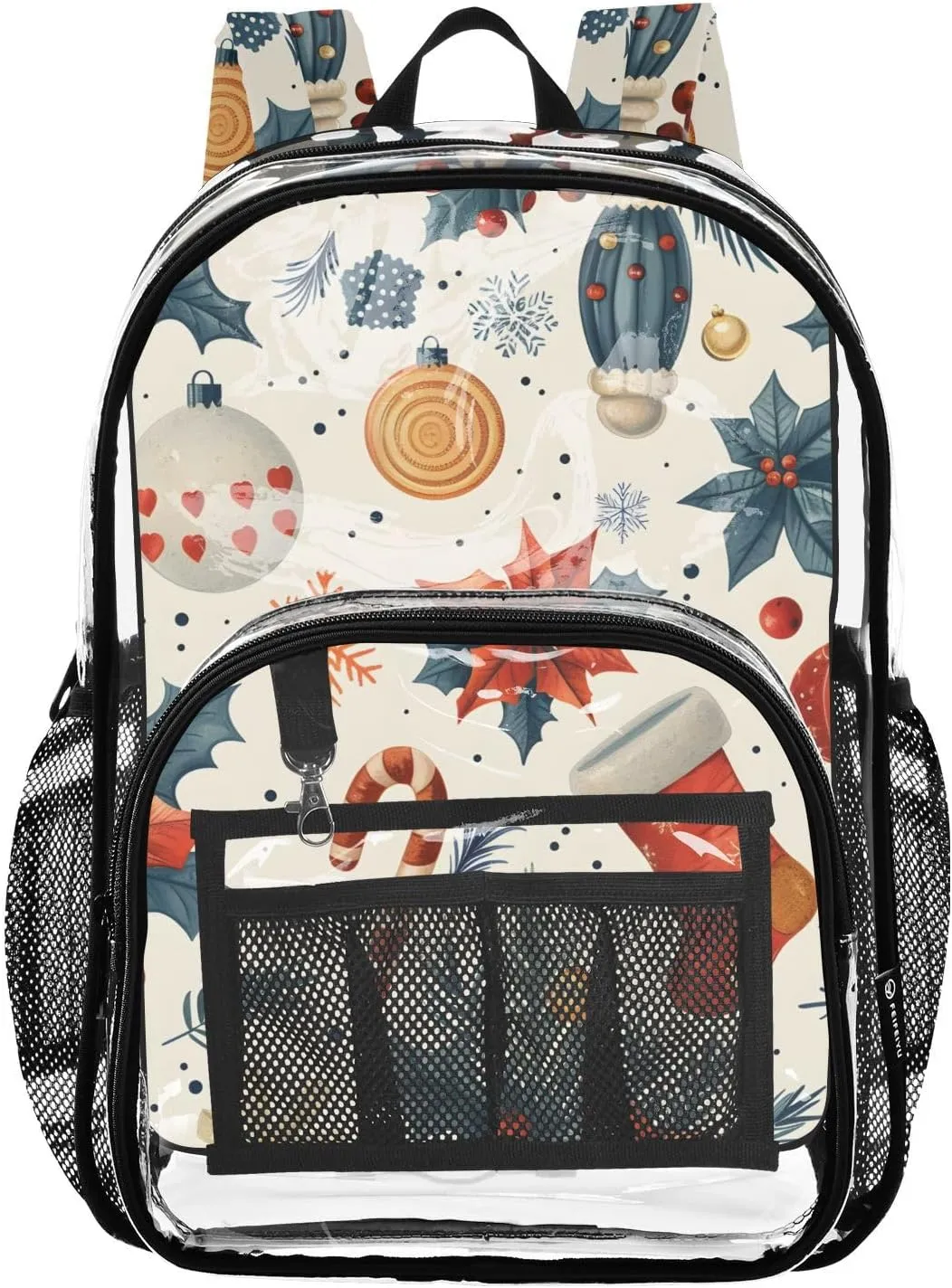 senya Transparent School Bag Christmas Stocking Leaves Travel Backpack With Water-Resistant PVC Plastic Clear Bagpack